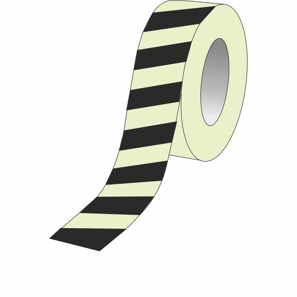 Warning Tape, Black / Photoluminescent