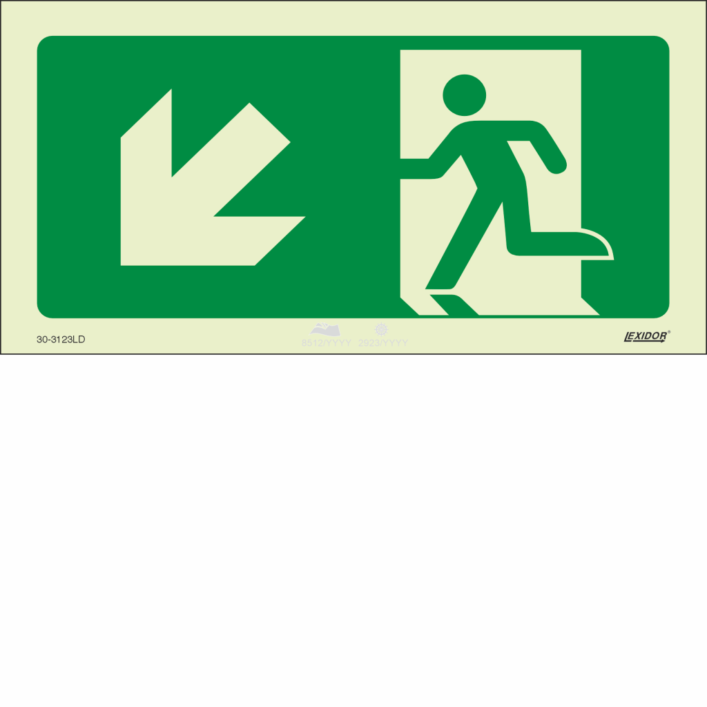 Emergency Exit incl. Dir. Arrow Down Left
