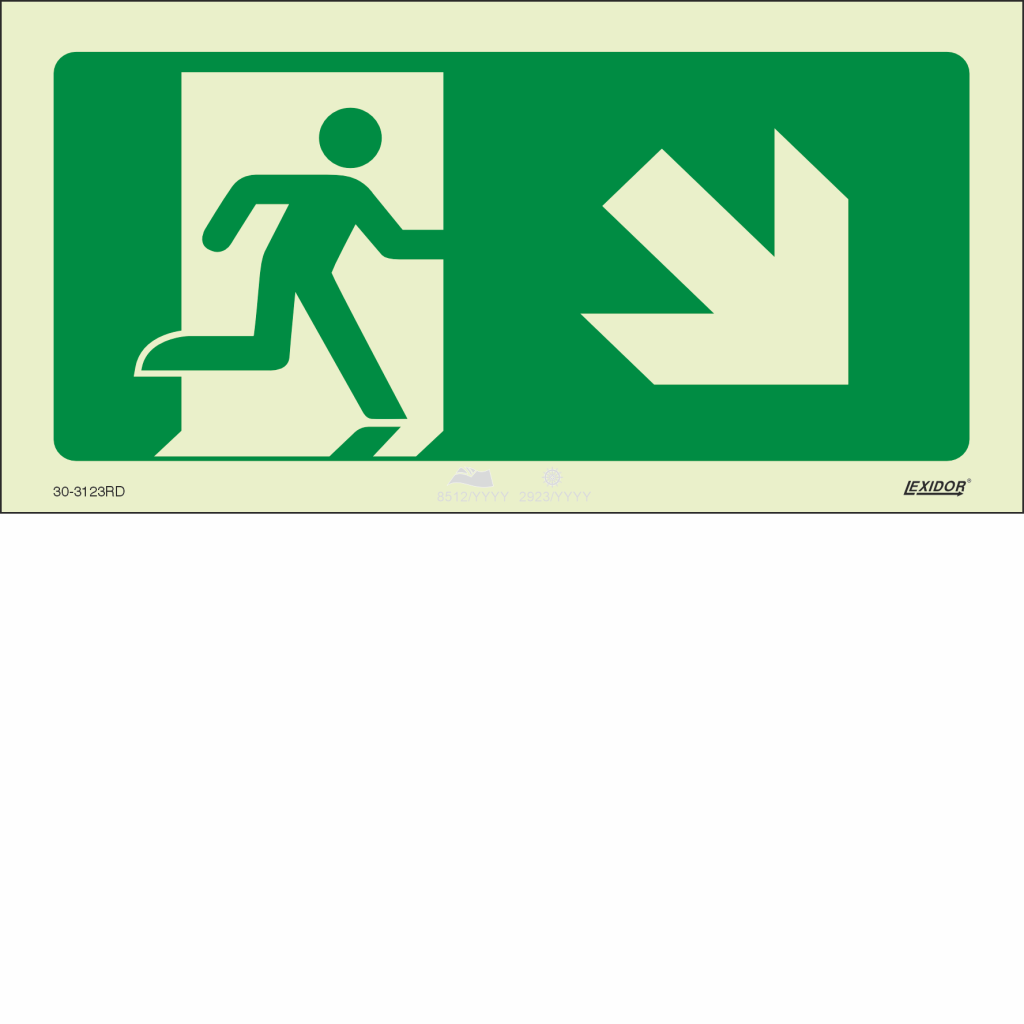 Emergency Exit incl. Dir. Arrow Down Right